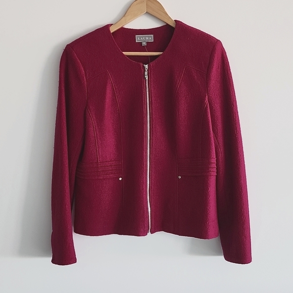 LAURA Soft Zippered Wool Blend Jacket Sz 8 - Picture 1 of 6